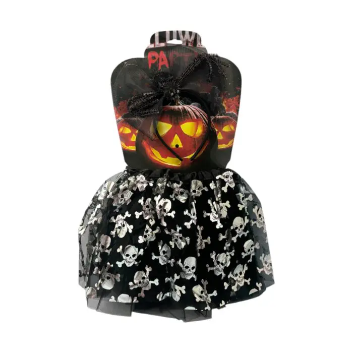 Kit Saia Caveiras + Tiara Halloween - Imagem 1