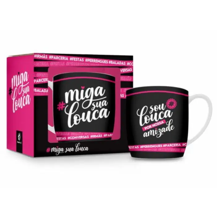 Caneca de Porcelana Urban 300ml Miga Sua Louca - Brasfoot - Imagem 1