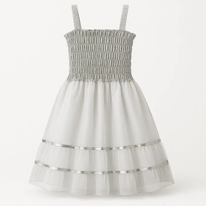 Vestido Infantil para Festa de Poliéster Prateado Tamanho Único 65cm TY361743 - Imagem 3
