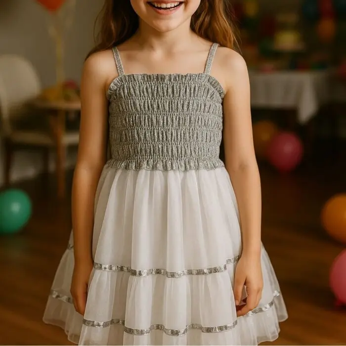 Vestido Infantil para Festa de Poliéster Prateado Tamanho Único 65cm TY361743 - Imagem 2