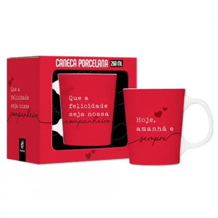 Caneca de Porcelana Premium 260ml Hoje, Amanhã e Sempre - BrasFoot