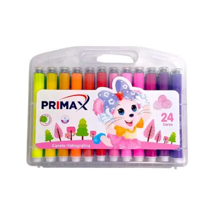 Kit de Canetas Hidrográficas com Carimbo 24 Cores - Primax