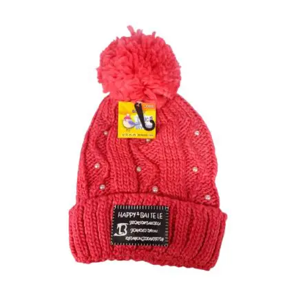 Touca de Inverno Feminina com Pompom e Pérolas - Elite