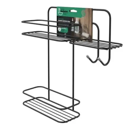 Porta Shampoo Duplo com Porta Sabonete e Adesivo Linha Black - Stolf