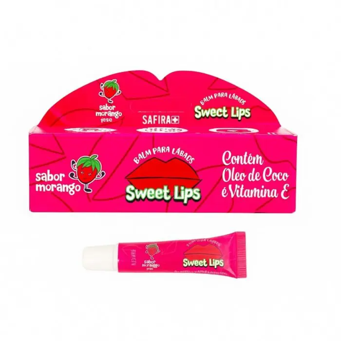 Balm para Lábios Sweet Lips Sabor Morango 10g - Safira - Imagem 1