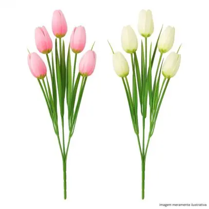 Buquê de Tulipas Artificiais com 5 Botões BG305130V Sortido - Bella Garden