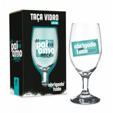 Taça de Vidro Windsor Pai Eu Amo Você 330ml - Brasfoot
