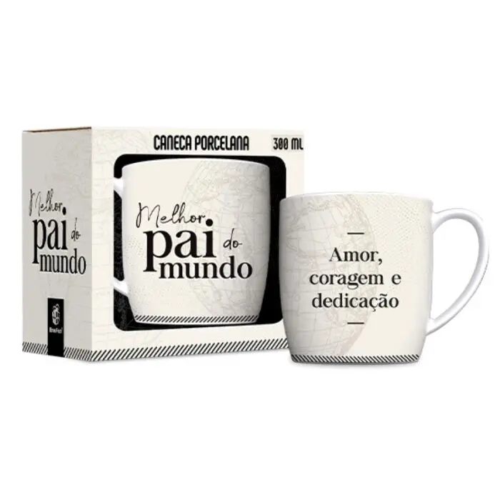 Caneca de Porcelana Urban Pai Amor e Coragem 300ml - Brasfoot - Imagem 1