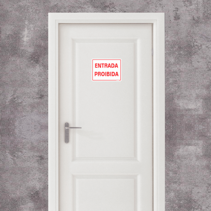 Placa de Sinalização em PS Entrada Proibida 15x25cm – Acesso Placas & Sinalizações - Imagem 2