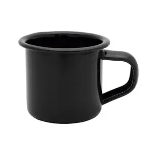 Caneca de Chá Esmaltada Preta de Inox 350ml - Em Casa Tem