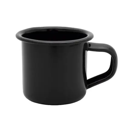 Caneca de Chá Esmaltada Preta de Inox 350ml - Em Casa Tem