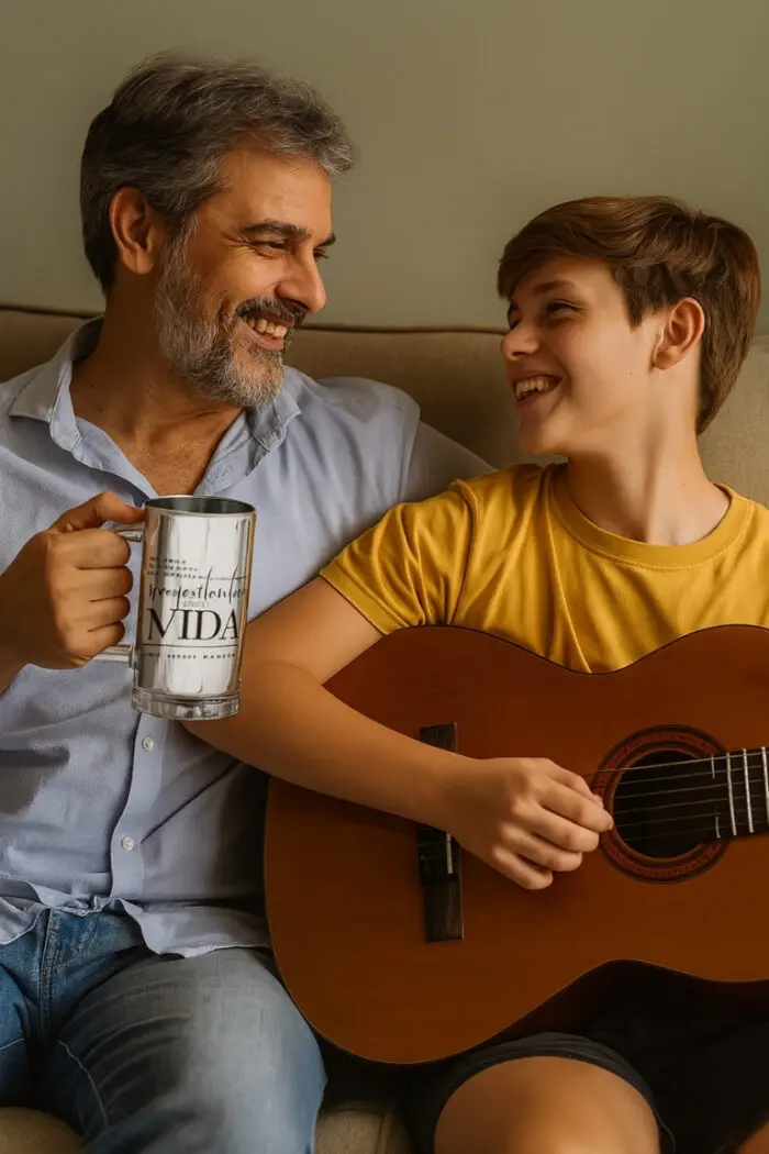 Caneca de Vidro Metálica de 480ml (Pai Te Amo, Meu Maior Exemplo) - BrasFoot - Imagem 2