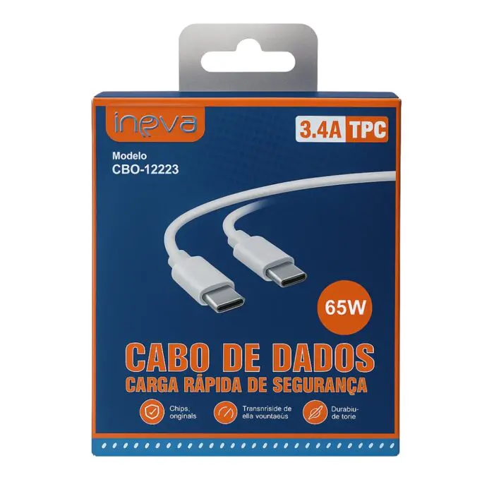 Cabo de Dados Carga Rápida de Segurança 65v 3.4A 1M (TPC/TPC) - Inova - Imagem 1