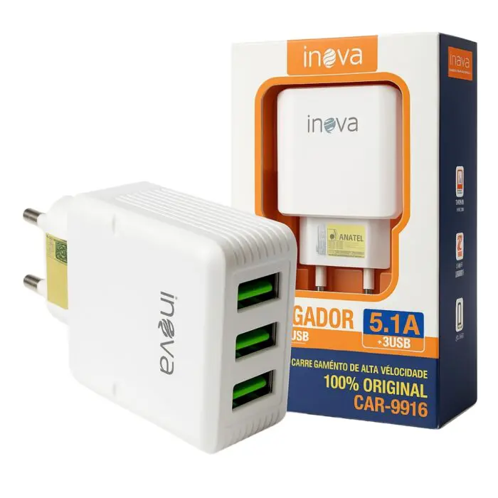 Carregador Tipo-C 3USB 5.1A 1M - Inova - Imagem 1