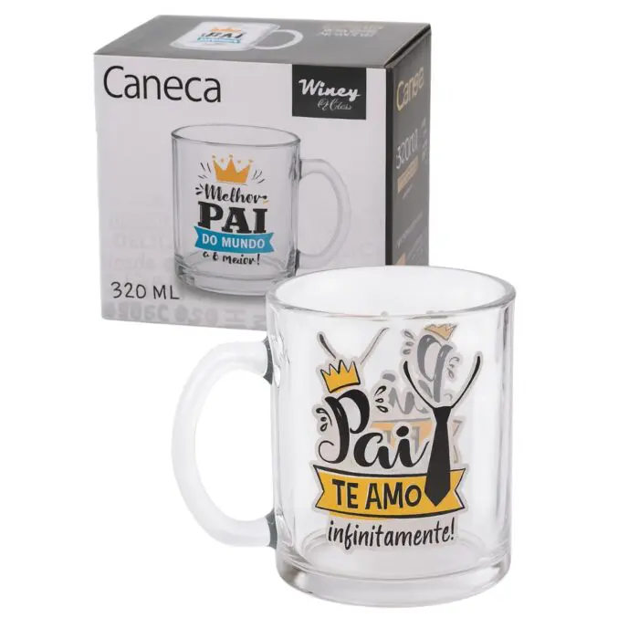 Caneca/Xícara de Vidro 320ml Dia dos Pais - Wincy - Imagem 1