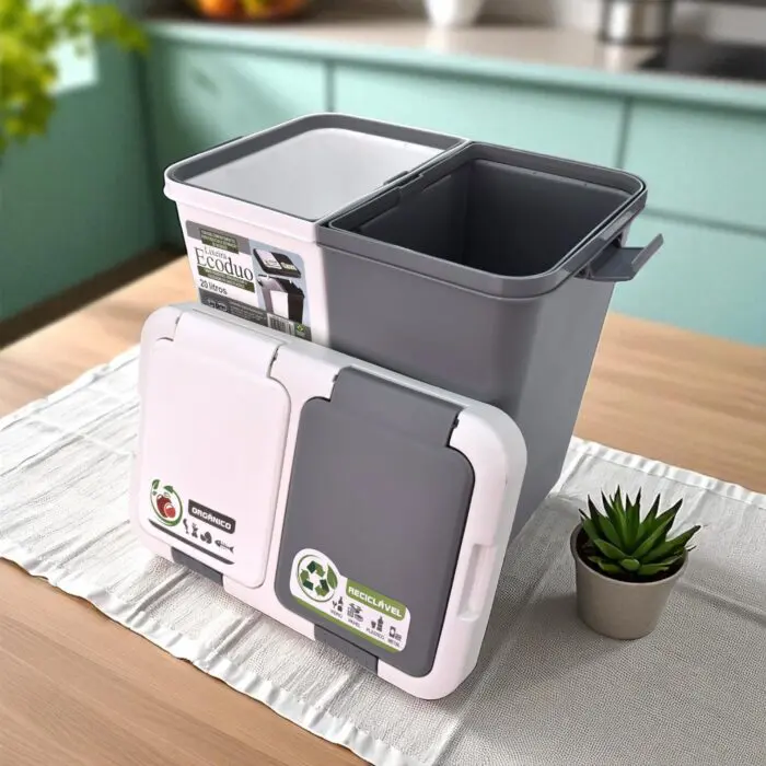 Lixeira Ecoduo com 2 Compartimentos e Tampa Removível 20L - Lig Brin - Imagem 2