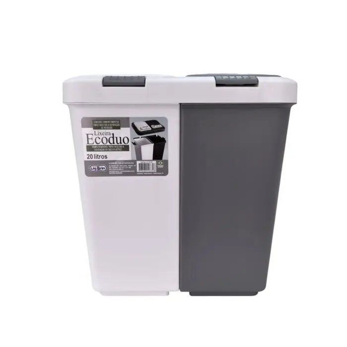 Lixeira Ecoduo com 2 Compartimentos e Tampa Removível 20L - Lig Brin - Imagem 3