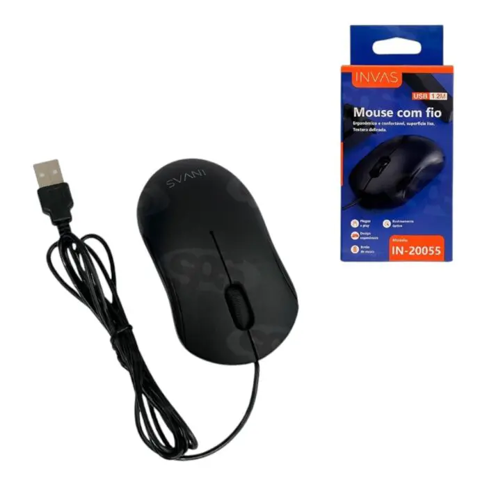 Mouse com Fio Usb 1.2m-Invas - Imagem 1
