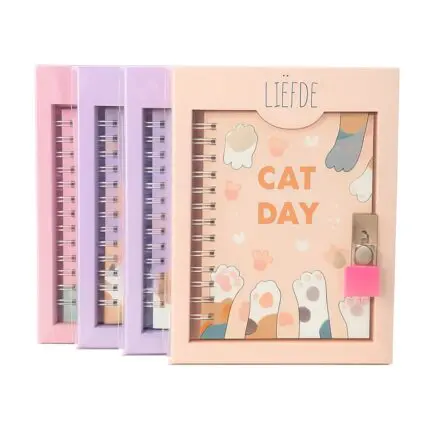 Diário de Papel com Chave e Cadeado 45 Folhas Cat Day Sortido - Inter Paper