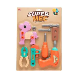 Brinquedo Kit de Ferramentas Monta-Desmonta de Plástico com 12 Peças Super Mec Construtor - JR Toys