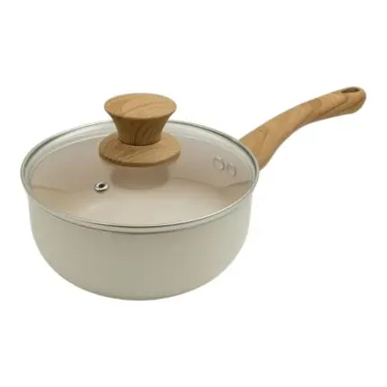 Panela com Cabo de Silicone Soft-Touch com Tampa de Vidro e Revestimento de Cerâmica 22cm Linha Grécia PAN049 - Rio Home