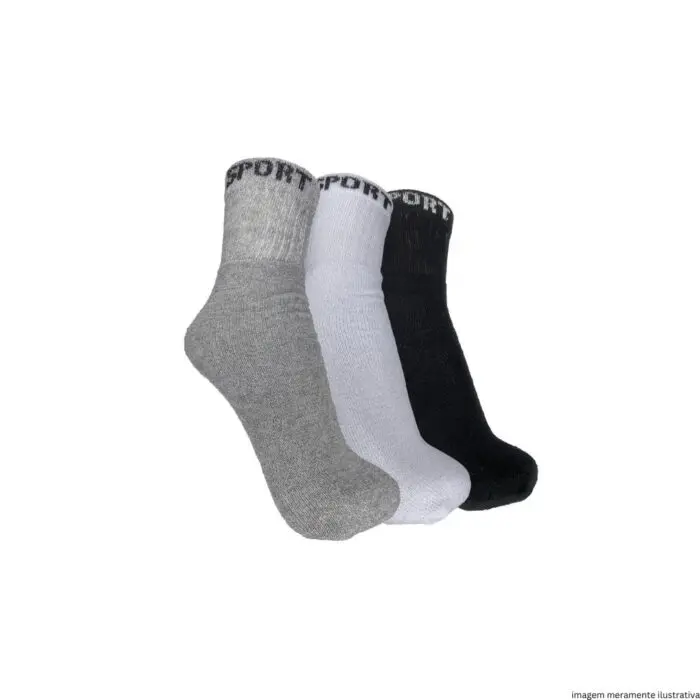 Kit 3 Pares de Meia Cano Médio Esportiva Adulto 39-42 - FB - Imagem 1