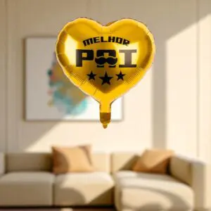 Balão com Formato de Coração 18" 45cm Melhor Pai Dourado - Animare - Imagem 2