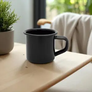 Caneca de Chá Esmaltada Preta de Inox 350ml - Em Casa Tem - Imagem 2