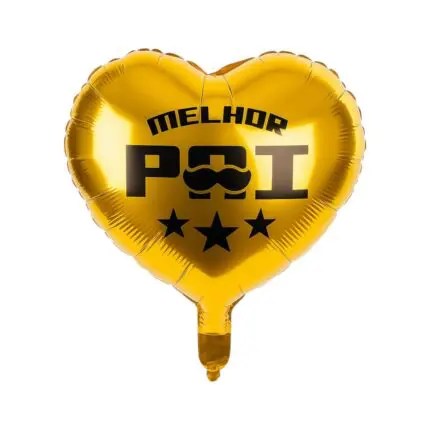 Balão com Formato de Coração 18" 45cm Melhor Pai Dourado - Animare
