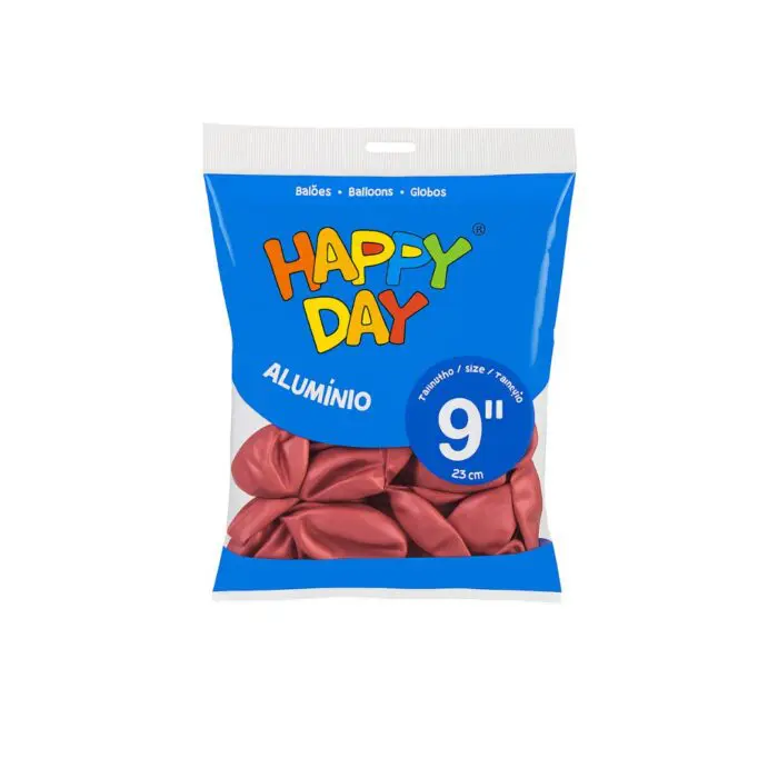 Balão Nº9 Aluminio Pink com 25un-Happy Day - Imagem 1