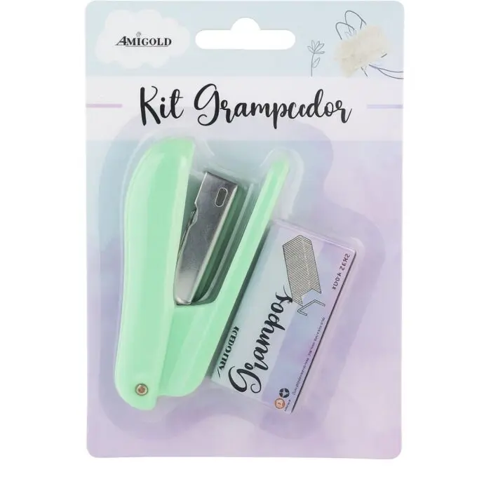 Kit Grampeador com Grampos de Plástico 4cm-Amigold - Imagem 1