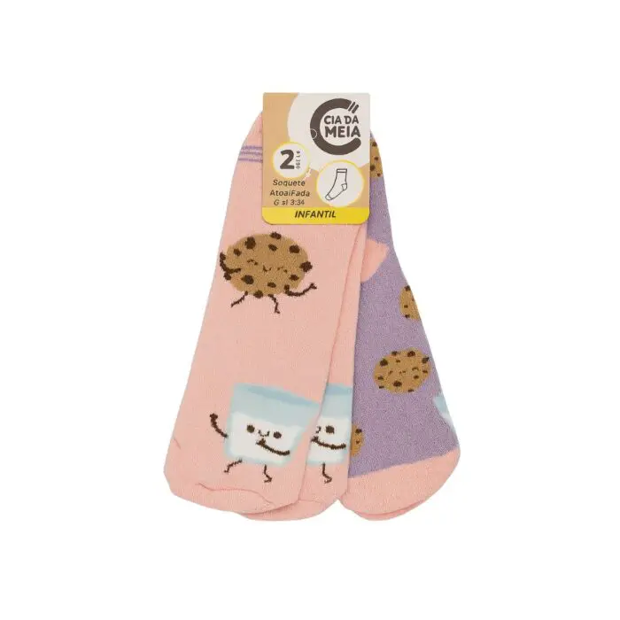 Kit 2 Pares de Meia Soquete Atoalhada Infantil 31-34 -Cia da Meia - Imagem 3