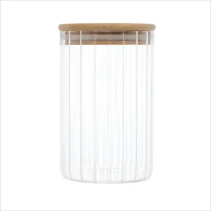 Pote Mantimento Canelado com Tampa Bambu  Borossilicato 800ml-123Útil