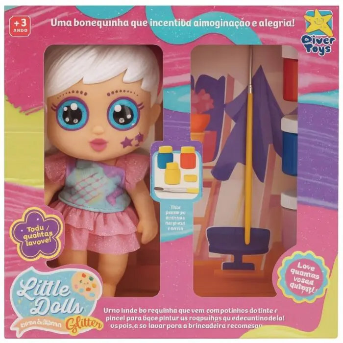 Boneca Litter Dolls Glitter Pinta e Repinta - Diver Toys - Imagem 1