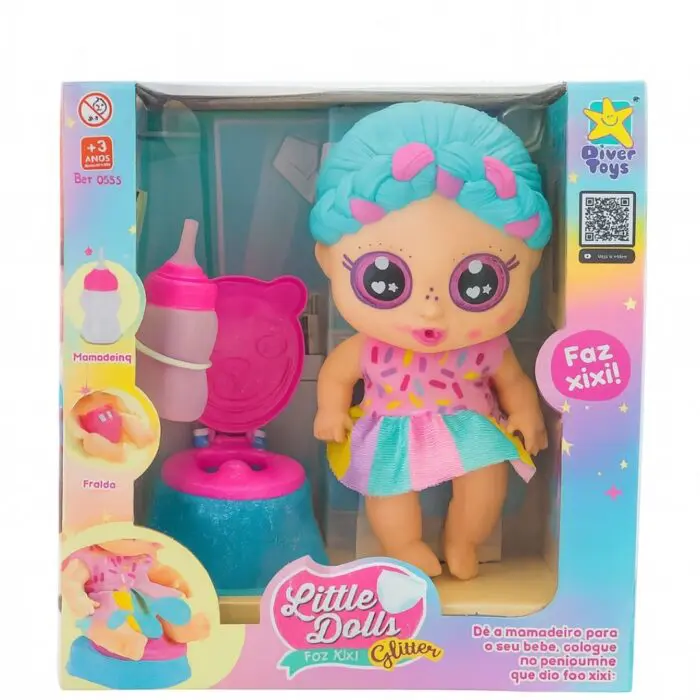 Little Dolls Faz Xixi Glitter Privadinha-Diver Toys - Imagem 1