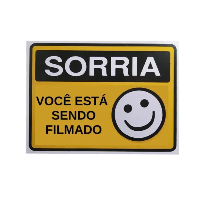Placa de Sinalização em PS Sorria Você Está Sendo Filmado 15x25cm - Acesso Placas & Sinalizações - Imagem 1