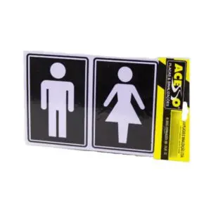 Placa de Sinalização em PS Sanitário Masculino/Feminino 10x15cm – Acesso Placas & Sinalizações
