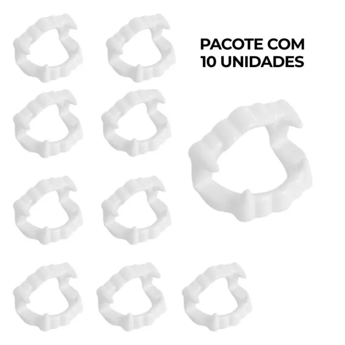 Mini Brinquedo Dentadura de Vampiro de Plástico Pacote com 10 Unidades - BR Festas - Imagem 3