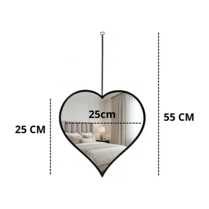 Espelho Decorativo de Parede com Formato de Coração de Plástico 1 Unidade 25cm Glanz - Wellmix - Imagem 3