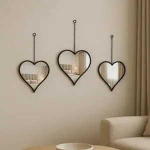 Espelho Decorativo de Parede com Formato de Coração de Plástico 1 Unidade 25cm Glanz - Wellmix - Imagem 2