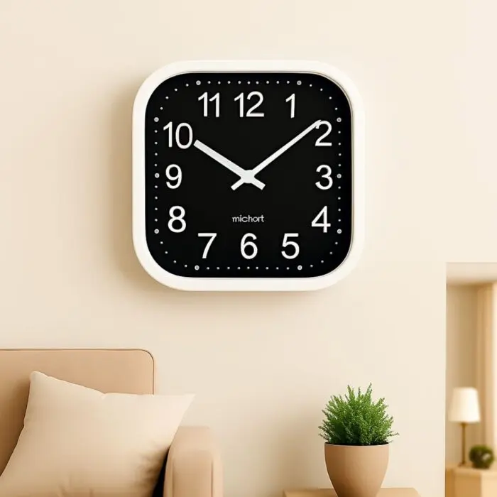 Relógio de Parede Quadrado 30cm de Plástico e Vidro Quartz Sortido - Imagem 3