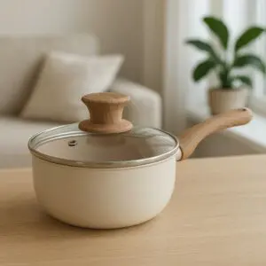 Panela com Cabo de Silicone Soft-Touch com Tampa de Vidro e Revestimento de Cerâmica 22cm Linha Grécia PAN049 - Rio Home - Imagem 3