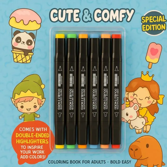 Livro de Colorir Estilo Boobie Goods Cute e Comfy Edição Especial com 6 Canetas Touch Duas Pontas - Editora Camelot - Imagem 4