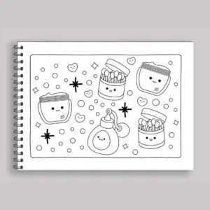 Livro para Colorir Estilo Bobbie Goods Cute & Comfy Dia de Skin Care + 1 Caneta Touch Ponta Dupla Grátis - Imagem 4