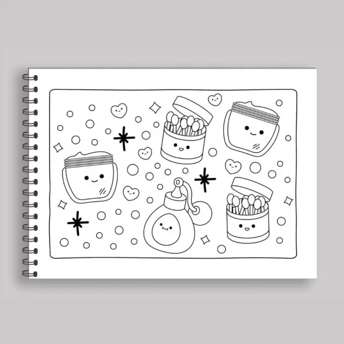 Livro para Colorir Estilo Bobbie Goods Cute & Comfy Dia de Skin Care + 1 Caneta Touch Ponta Dupla Grátis - Imagem 4