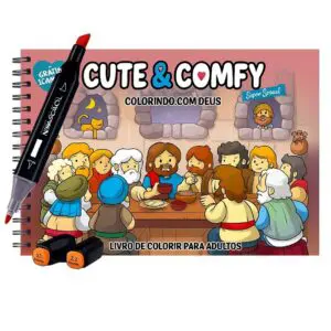 Livro para Colorir Estilo Bobbie Goods Cute & Comfy Colorindo com Deus + 1 Caneta Touch Ponta Dupla Grátis