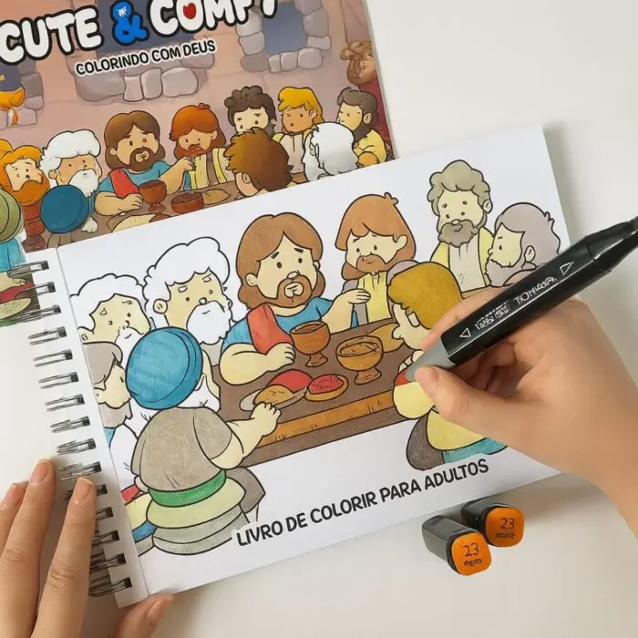 Livro para Colorir Estilo Bobbie Goods Cute & Comfy Colorindo com Deus + 1 Caneta Touch Ponta Dupla Grátis - Imagem 2