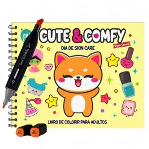 Livro para Colorir Estilo Bobbie Goods Cute & Comfy Dia de Skin Care + 1 Caneta Touch Ponta Dupla Grátis