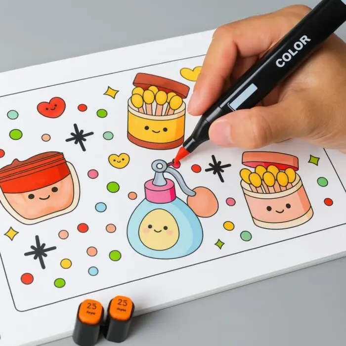 Livro para Colorir Estilo Bobbie Goods Cute & Comfy Dia de Skin Care + 1 Caneta Touch Ponta Dupla Grátis - Imagem 2