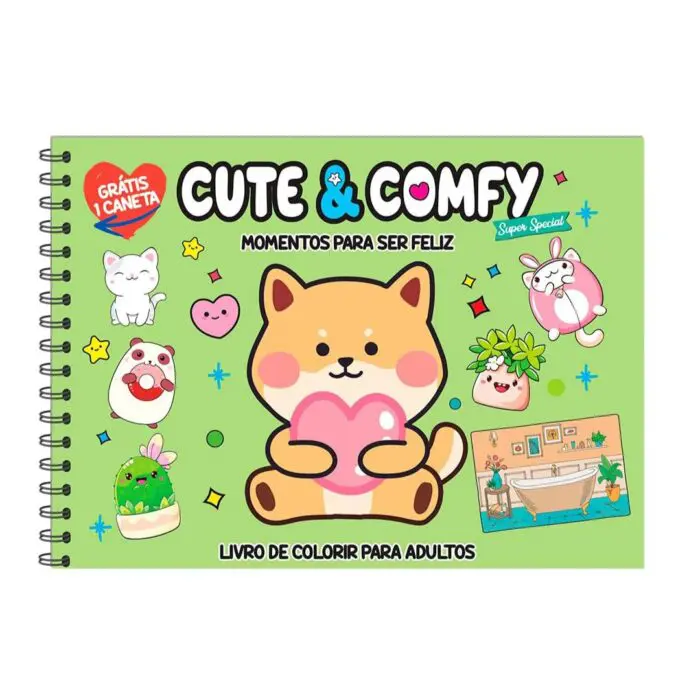 Livro para Colorir Estilo Bobbie Goods Cute & Comfy Momentos Para Ser Feliz + 1 Caneta Touch Ponta Dupla Grátis - Imagem 3